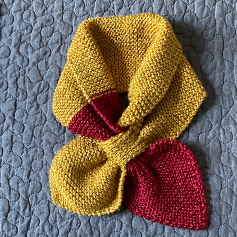 Gold Yellow and Red Gryffindor Knit Ascot (Miss Marple) Scarf